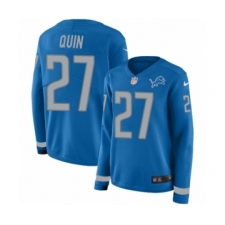 Women's Nike Detroit Lions #27 Glover Quin Limited Blue Therma Long Sleeve NFL Jersey
