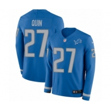 Youth Nike Detroit Lions #27 Glover Quin Limited Blue Therma Long Sleeve NFL Jersey