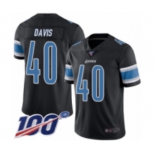 Men's Detroit Lions #40 Jarrad Davis Limited Black Rush Vapor Untouchable 100th Season Football Jersey