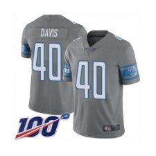 Men's Detroit Lions #40 Jarrad Davis Limited Steel Rush Vapor Untouchable 100th Season Football Jersey