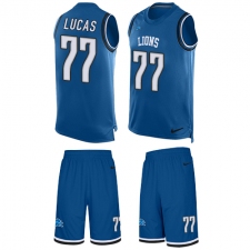 Men's Nike Detroit Lions #77 Cornelius Lucas Limited Light Blue Tank Top Suit NFL Jersey