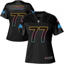 Women's Nike Detroit Lions #77 Cornelius Lucas Game Black Fashion NFL Jersey