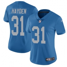 Women's Nike Detroit Lions #31 D.J. Hayden Elite Blue Alternate NFL Jersey