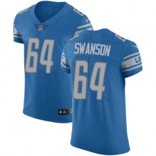Men's Nike Detroit Lions #64 Travis Swanson Light Blue Team Color Vapor Untouchable Elite Player NFL Jersey