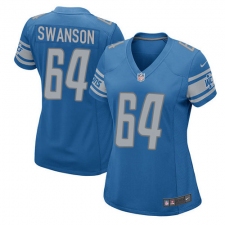 Women's Nike Detroit Lions #64 Travis Swanson Game Light Blue Team Color NFL Jersey