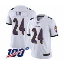 Men's Baltimore Ravens #24 Brandon Carr White Vapor Untouchable Limited Player 100th Season Football Jersey