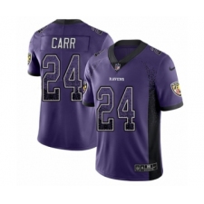 Youth Nike Baltimore Ravens #24 Brandon Carr Limited Purple Rush Drift Fashion NFL Jersey