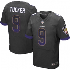 Men's Nike Baltimore Ravens #9 Justin Tucker Elite Black Alternate Drift Fashion NFL Jersey