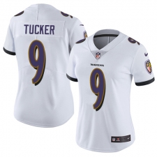 Women's Nike Baltimore Ravens #9 Justin Tucker Elite White NFL Jersey