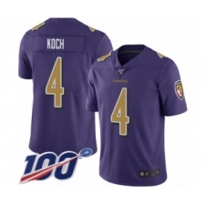 Men's Baltimore Ravens #4 Sam Koch Limited Purple Rush Vapor Untouchable 100th Season Football Jersey
