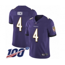 Men's Baltimore Ravens #4 Sam Koch Purple Team Color Vapor Untouchable Limited Player 100th Season Football Jersey