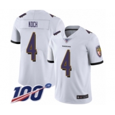 Men's Baltimore Ravens #4 Sam Koch White Vapor Untouchable Limited Player 100th Season Football Jersey