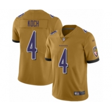 Women's Baltimore Ravens #4 Sam Koch Limited Gold Inverted Legend Football Jersey