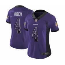 Women's Nike Baltimore Ravens #4 Sam Koch Limited Purple Rush Drift Fashion NFL Jersey