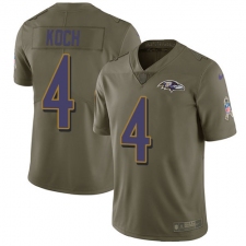 Youth Nike Baltimore Ravens #4 Sam Koch Limited Olive 2017 Salute to Service NFL Jersey