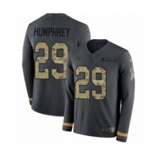 Youth Nike Baltimore Ravens #29 Marlon Humphrey Limited Black Salute to Service Therma Long Sleeve NFL Jersey