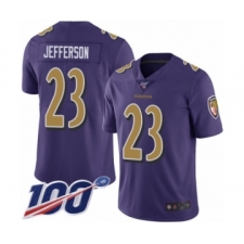 Men's Baltimore Ravens #23 Tony Jefferson Limited Purple Rush Vapor Untouchable 100th Season Football Jersey