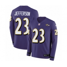 Men's Nike Baltimore Ravens #23 Tony Jefferson Limited Purple Therma Long Sleeve NFL Jersey