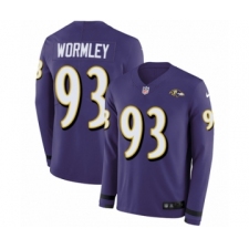 Men's Nike Baltimore Ravens #93 Chris Wormley Limited Purple Therma Long Sleeve NFL Jersey