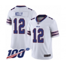 Men's Buffalo Bills #12 Jim Kelly White Vapor Untouchable Limited Player 100th Season Football Jersey
