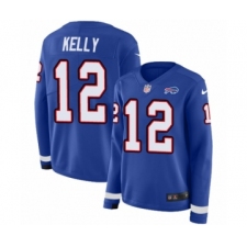 Women's Nike Buffalo Bills #12 Jim Kelly Limited Royal Blue Therma Long Sleeve NFL Jersey
