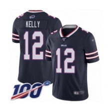 Youth Buffalo Bills #12 Jim Kelly Limited Navy Blue Inverted Legend 100th Season Football Jersey