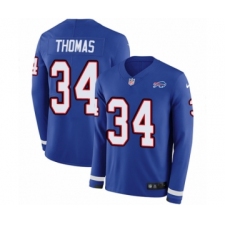 Men's Nike Buffalo Bills #34 Thurman Thomas Limited Royal Blue Therma Long Sleeve NFL Jersey
