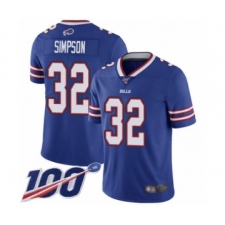 Men's Buffalo Bills #32 O. J. Simpson Royal Blue Team Color Vapor Untouchable Limited Player 100th Season Football Jersey