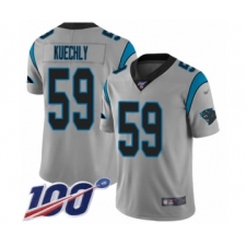 Men's Carolina Panthers #59 Luke Kuechly Silver Inverted Legend Limited 100th Season Football Jersey