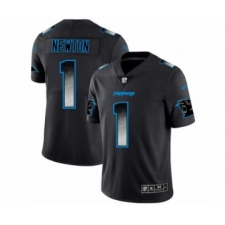 Men Carolina Panthers #1 Cam Newton Black Smoke Fashion Limited Jersey