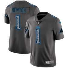 Men's Nike Carolina Panthers #1 Cam Newton Gray Static Vapor Untouchable Limited NFL Jersey