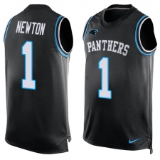Men's Nike Carolina Panthers #1 Cam Newton Limited Black Player Name & Number Tank Top NFL Jersey
