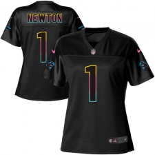 Women's Nike Carolina Panthers #1 Cam Newton Game Black Fashion NFL Jersey