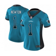 Women's Nike Carolina Panthers #1 Cam Newton Limited Blue Rush Drift Fashion NFL Jersey