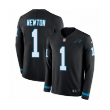 Youth Nike Carolina Panthers #1 Cam Newton Limited Black Therma Long Sleeve NFL Jersey