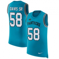 Men's Nike Carolina Panthers #58 Thomas Davis Limited Blue Rush Player Name & Number Tank Top NFL Jersey