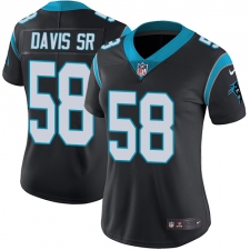 Women's Nike Carolina Panthers #58 Thomas Davis Elite Black Team Color NFL Jersey