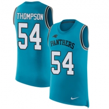 Men's Nike Carolina Panthers #54 Shaq Thompson Limited Blue Rush Player Name & Number Tank Top NFL Jersey