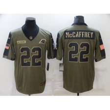Men's Carolina Panthers #22 Christian McCaffrey Nike Olive 2021 Salute To Service Limited Player Jersey