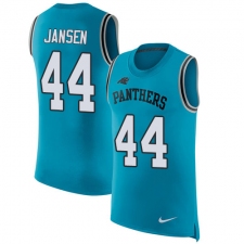 Men's Nike Carolina Panthers #44 J.J. Jansen Limited Blue Rush Player Name & Number Tank Top NFL Jersey