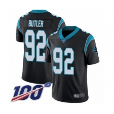 Men's Carolina Panthers #92 Vernon Butler Black Team Color Vapor Untouchable Limited Player 100th Season Football Jersey