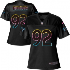 Women's Nike Carolina Panthers #92 Vernon Butler Game Black Fashion NFL Jersey