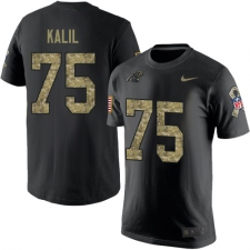 NFL Men's Nike Carolina Panthers #75 Matt Kalil Black Camo Salute to Service T-Shirt