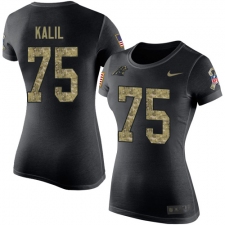 NFL Women's Nike Carolina Panthers #75 Matt Kalil Black Camo Salute to Service T-Shirt