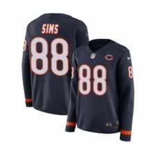 Women's Nike Chicago Bears #88 Dion Sims Limited Navy Blue Therma Long Sleeve NFL Jersey