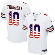 Men's Nike Chicago Bears #10 Mitchell Trubisky Elite White Road USA Flag Fashion NFL Jersey