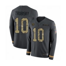 Men's Nike Chicago Bears #10 Mitchell Trubisky Limited Black Salute to Service Therma Long Sleeve NFL Jersey