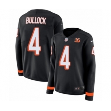 Women's Nike Cincinnati Bengals #4 Randy Bullock Limited Black Therma Long Sleeve NFL Jersey