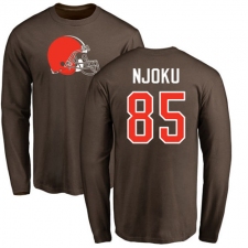 NFL Nike Cleveland Browns #85 David Njoku Brown Name & Number Logo Long Sleeve T-Shirt