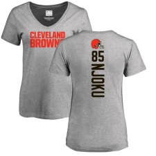 NFL Women's Nike Cleveland Browns #85 David Njoku Ash Backer V-Neck T-Shirt